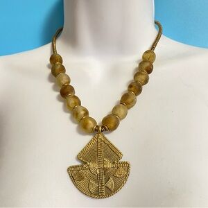 Brass & Glass Beads Bohemian Style Necklace Hook Clasp